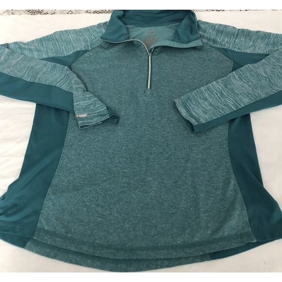 DANSKIN NOW Semi-Fitted L/S Activewear Shirt 1/4 Zip 2 Tone Teal Sz S - Picture 3 of 7